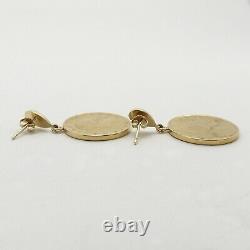 Milor Italy Genuine Italian Lire Coin 14K Gold Dangle Earrings