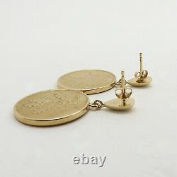 Milor Italy Genuine Italian Lire Coin 14K Gold Dangle Earrings
