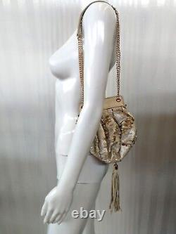 Mini bag woman hand handle shoulder sequin gold beige handbag luxury accessories