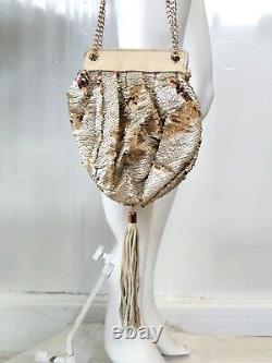 Mini bag woman hand handle shoulder sequin gold beige handbag luxury accessories