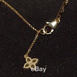 Mint Roberto Coin PRINCESS FLOWER NECKLACE 18K Gold, 36 Pave Diamond MUST SEE