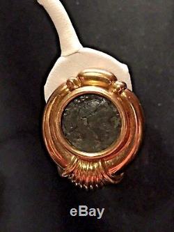 Molina Ottavio 18k Y/ Gold Ancient Coin Vintage Earrings 33.4 g Designer Italy