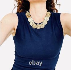 Moschino vintage RARE 90s Navy blue Gold Coin Sleeveless stretch Top The Nanny M