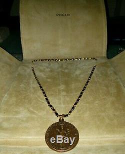 Must See Bvlgari Bulgari Heavy Necklace 18k Gold With Rare Antique Coin pendant