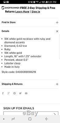 NEW 18K WHITE GOLD ROBERTO COIN Diamond Basketball Necklace