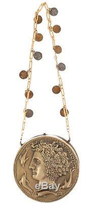 NEW $2200 DOLCE & GABBANA Bag Gold Brass Roman Coin Shoulder Bag Purse Party