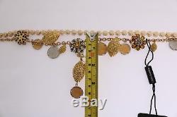 NEW $3100 DOLCE & GABBANA Necklace Gold Brass Lemons Floral Crystal Coin Charms