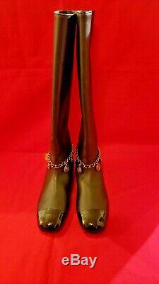 NEW CHANEL 17A Leather Knee High Boots Gold CC Coin Charms Sz 36 $1900