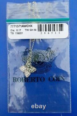 NEW Roberto Coin Princess Flower Diamond 18K White Gold Necklace w Box