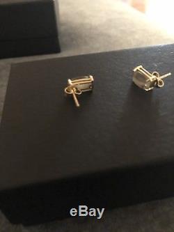 NEW Roberto Coin Smokey Quartz MOP 18K Yellow Gold Stud Earrings Italy $670