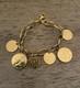 NEW Stunning ITALY 925 Sterling Silver Gold-Plated Euro Coin Charm Bracelet