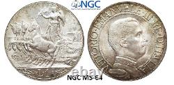 NGC Italy 1913 MS 64 1 Lira Silver Unc Coin Quadriga Golden Patina Yearly Type
