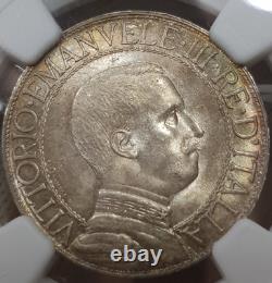 NGC Italy 1913 MS 64 1 Lira Silver Unc Coin Quadriga Golden Patina Yearly Type