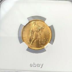 NGC-MS66 Italy 1931 Vittorio Emanuele III 50 Lire Gold Coin