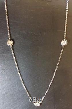 NWOT AUTHENTIC Roberto Coin 18KT White Gold Bezel-Set Diamond Necklace 16.5