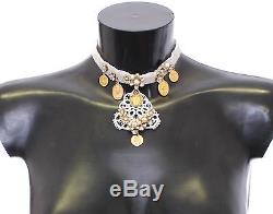 NWT $1150 DOLCE & GABBANA Gold Brass Floral Sicily CEREMONIA Coin Charm Necklace