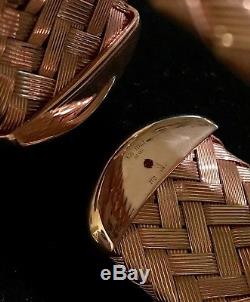 NWT $1430 ROBERTO COIN 5th Season Rose Gold Plated. 925 Silver Hollow Woven Cuff