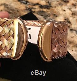 NWT $1430 ROBERTO COIN 5th Season Rose Gold Plated. 925 Silver Hollow Woven Cuff