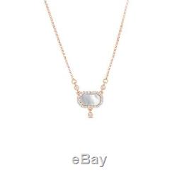 NWT $1750 Roberto Coin 18K RoseGold Art Deco Mother Of Pearl & Diamond Necklace