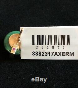 NWT $1950 ROBERTO COIN 18K Rose Gold, Mini Green Malachite & Diamond Earrings