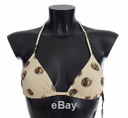 NWT $220 DOLCE & GABBANA Beige Gold Coin Bikini Top Bra Swim Beachwear IT3 / M
