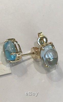NWT $700 ROBERTO COIN Blue Topaz 18K Gold Cocktail Stud Earrings