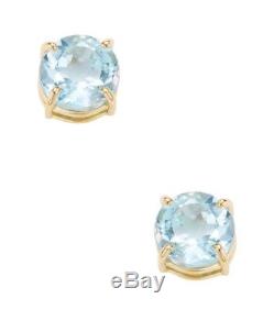 NWT $700 ROBERTO COIN Blue Topaz Shanghai 18K Yellow Gold Round Stud Earrings