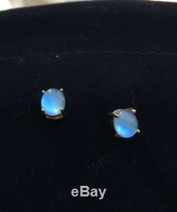 NWT $700 Roberto Coin 18K Gold Blue Topaz Stud Earrings Jewelry Gift Love