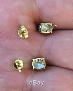 NWT $700 Roberto Coin 18K Gold Blue Topaz Stud Earrings Jewelry Gift Love