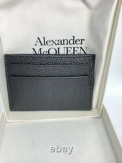 NWT Alexander McQueen Gold Skull Crystal Black Leather Card Case Holder