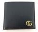 NWT Authentic Gucci Mens Black Marmont Gold GG Bi fold wallet 428726 withBox