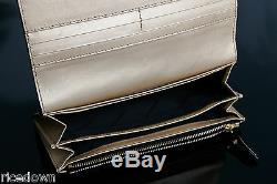 NWT Burberry Heritage Grain Large Light Gold Metal Bow Penrose Zip Wallet $575
