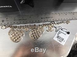 NWT CHANEL 2016 2015 Gold Coin Quilted Medallion CC Charm Classic Bracelet Jewel
