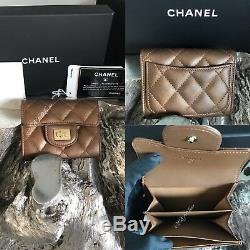 NWT CHANEL 2018 Bronze Reissue 2.55 Flap Card Holder Case XL BACK POCKET GOLD