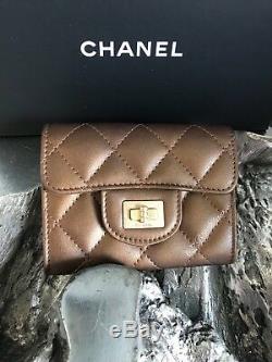 NWT CHANEL 2018 Bronze Reissue 2.55 Flap Card Holder Case XL BACK POCKET GOLD