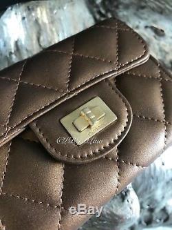 NWT CHANEL 2018 Bronze Reissue 2.55 Flap Card Holder Case XL BACK POCKET GOLD