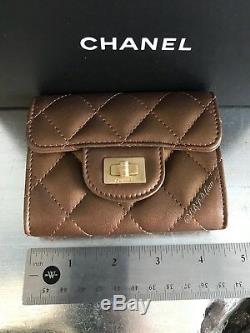 NWT CHANEL 2018 Bronze Reissue 2.55 Flap Card Holder Case XL BACK POCKET GOLD