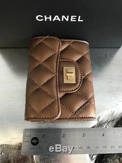 NWT CHANEL 2018 Bronze Reissue 2.55 Flap Card Holder Case XL BACK POCKET GOLD