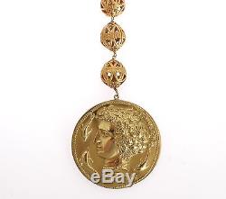 NWT DOLCE & GABBANA Gold Brass MONETE Statement Roman Coin Necklace Sicily Chain