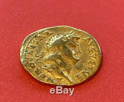 Nero Gold coin Aureus 19 mm, 7.11g, Rome, c. NERO as CAESAR/ Salus. Roman coin
