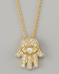 New Authentic 18kt Tiny Treasures 0.18 ct Diamond HAMSA Necklace-Roberto Coin