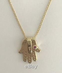 New Authentic 18kt Tiny Treasures 0.18 ct Diamond HAMSA Necklace-Roberto Coin