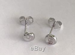 New Authentic 18kt WHITE Gold Baby Diamond Stud Earrings by Roberto Coin
