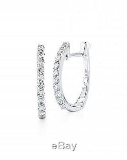 New Authentic 18kt White Gold Baby Diamond Hoop Earrings by Roberto Coin