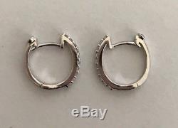 New Authentic 18kt White Gold Baby Diamond Hoop Earrings by Roberto Coin