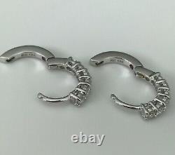 New Authentic Roberto Coin 18kt White gold single line diamond 0.70 ct earrings