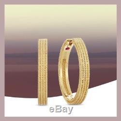 New Authentic Roberto Coin 18kt yellow gold 20mm Symphony Barocco hoop earrings
