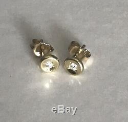 New Authentic Roberto Coin 18kt yellow gold baby diamond 0.08 ct stud earrings