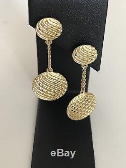 New Authentic Roberto Coin 18kt yellow gold silk drop button earrings