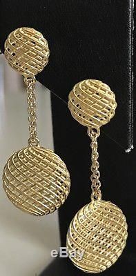 New Authentic Roberto Coin 18kt yellow gold silk drop button earrings